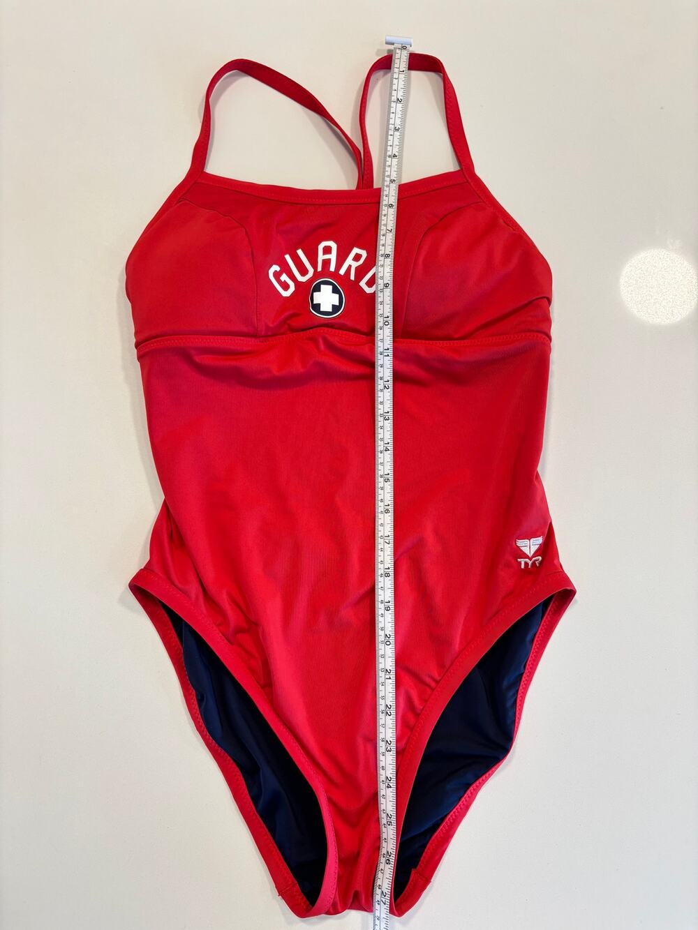 TYR Guard One Piece Swimsuit Red Navy Lifeguard Athletic Swim Women’s